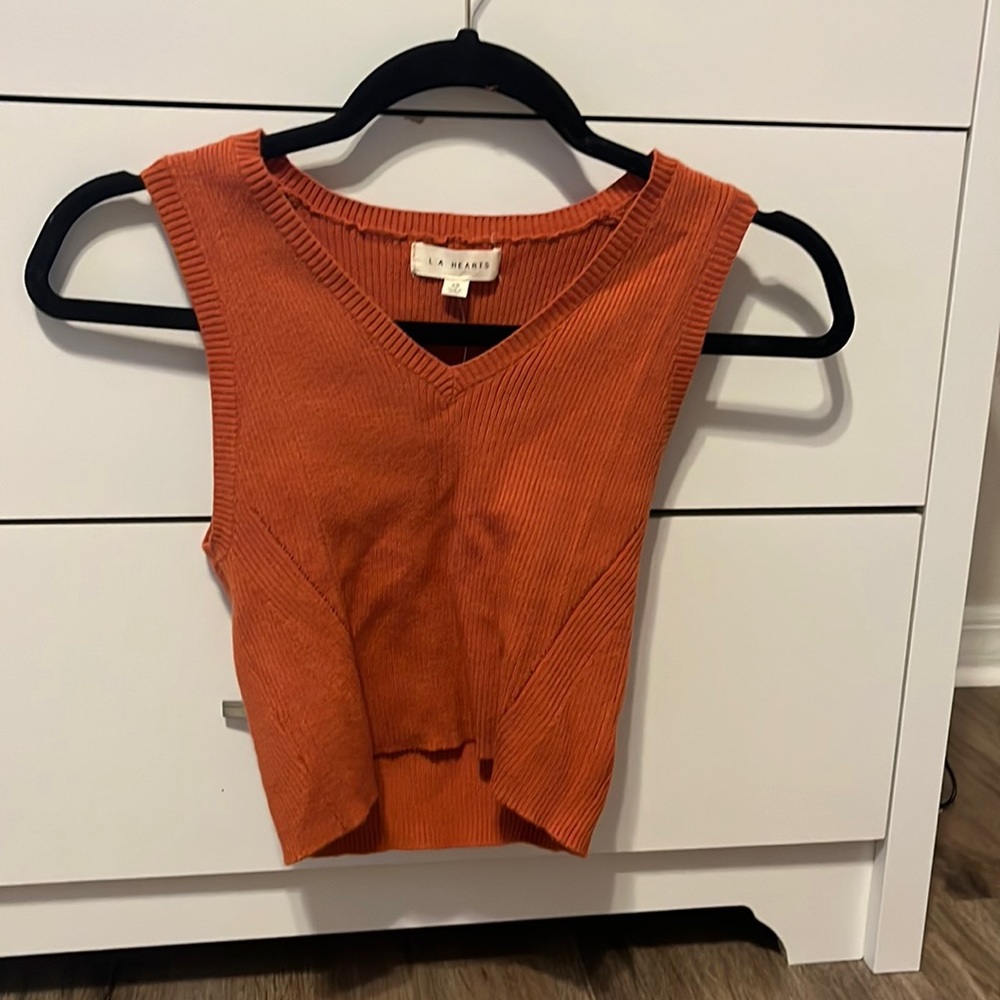 pacsun orange cropped vest